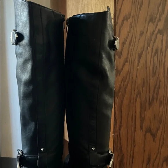 Marc Fisher Black Leather Moto Boots - Picture 4 of 9